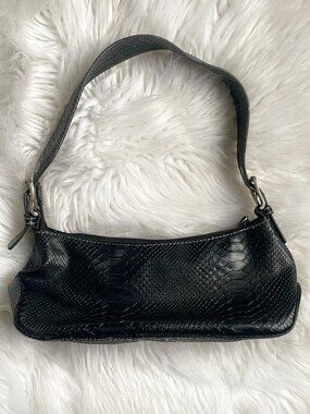 Vintage Y2K Black Faux Snakeskin Small Shoulder Bag Nine West
